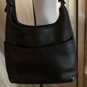 Vintage Coach black leather handbag.